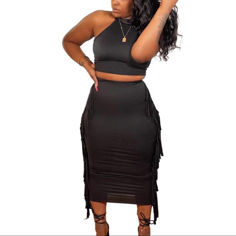 Bodycon Fringe Skirt Set